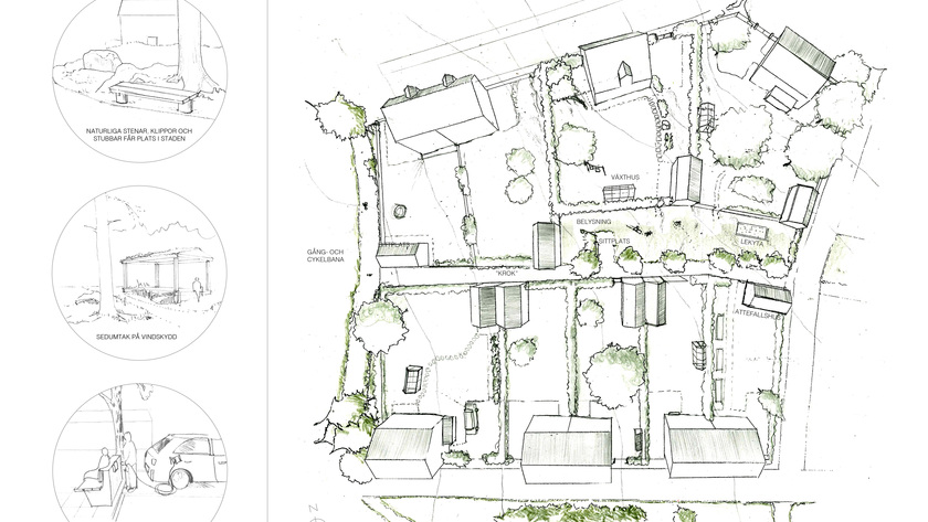 Bidraget Trädkramar i "Den hållbara trädgårdsstaden" - TMF:s idétävling för arkitektstudenter.