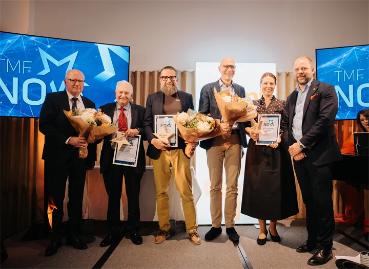 Samtliga TMF Nova 2026-vinnare; Lindholmsgruppen, Snêk och Henry Jarlsson.