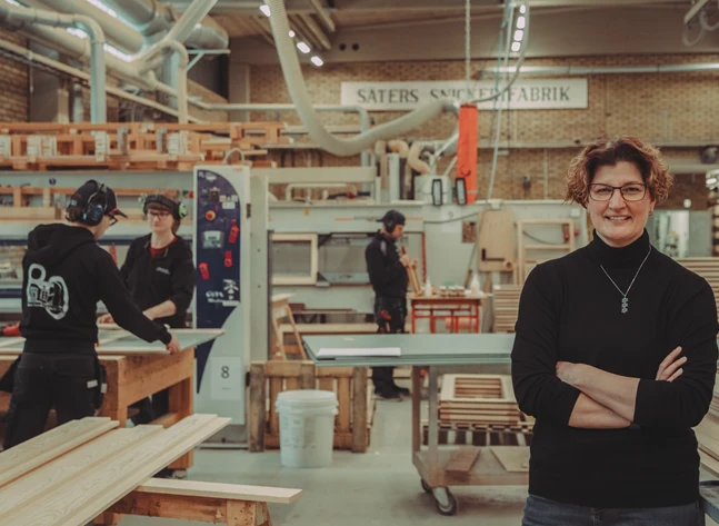 Malin Hedlund, vd på Säters snickerifabrik.