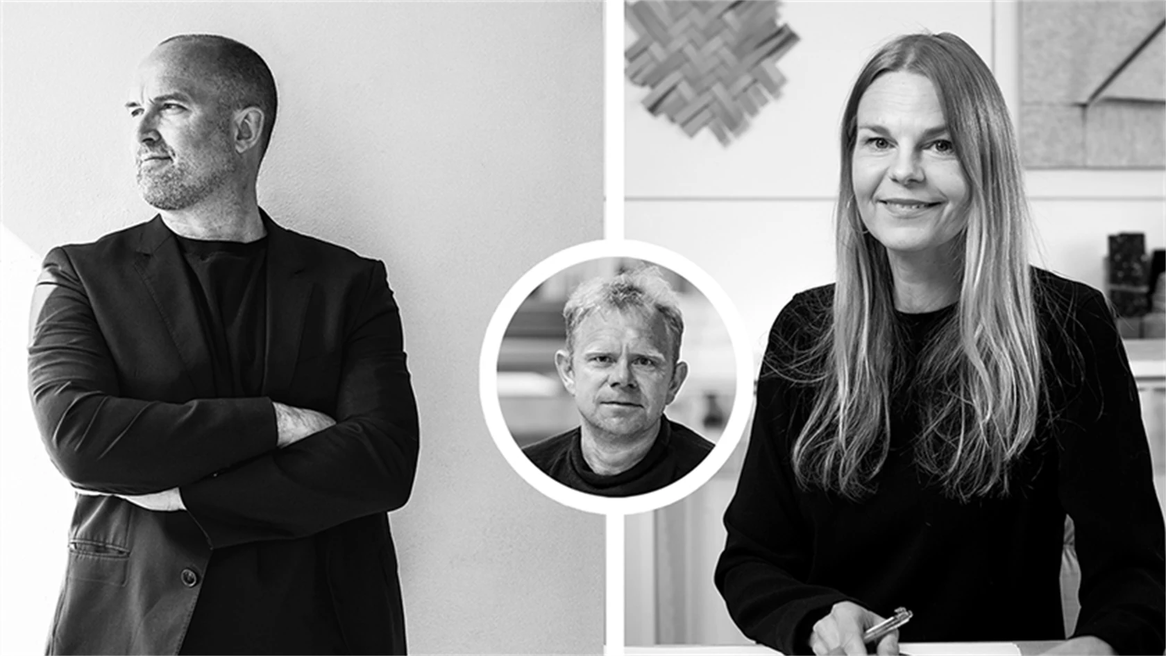 Bildcollage - trio involverade i svensk design; formgivarna Alexander Lervik och Mia Cullin samt Dan Johanson, vd på Johanson Design.